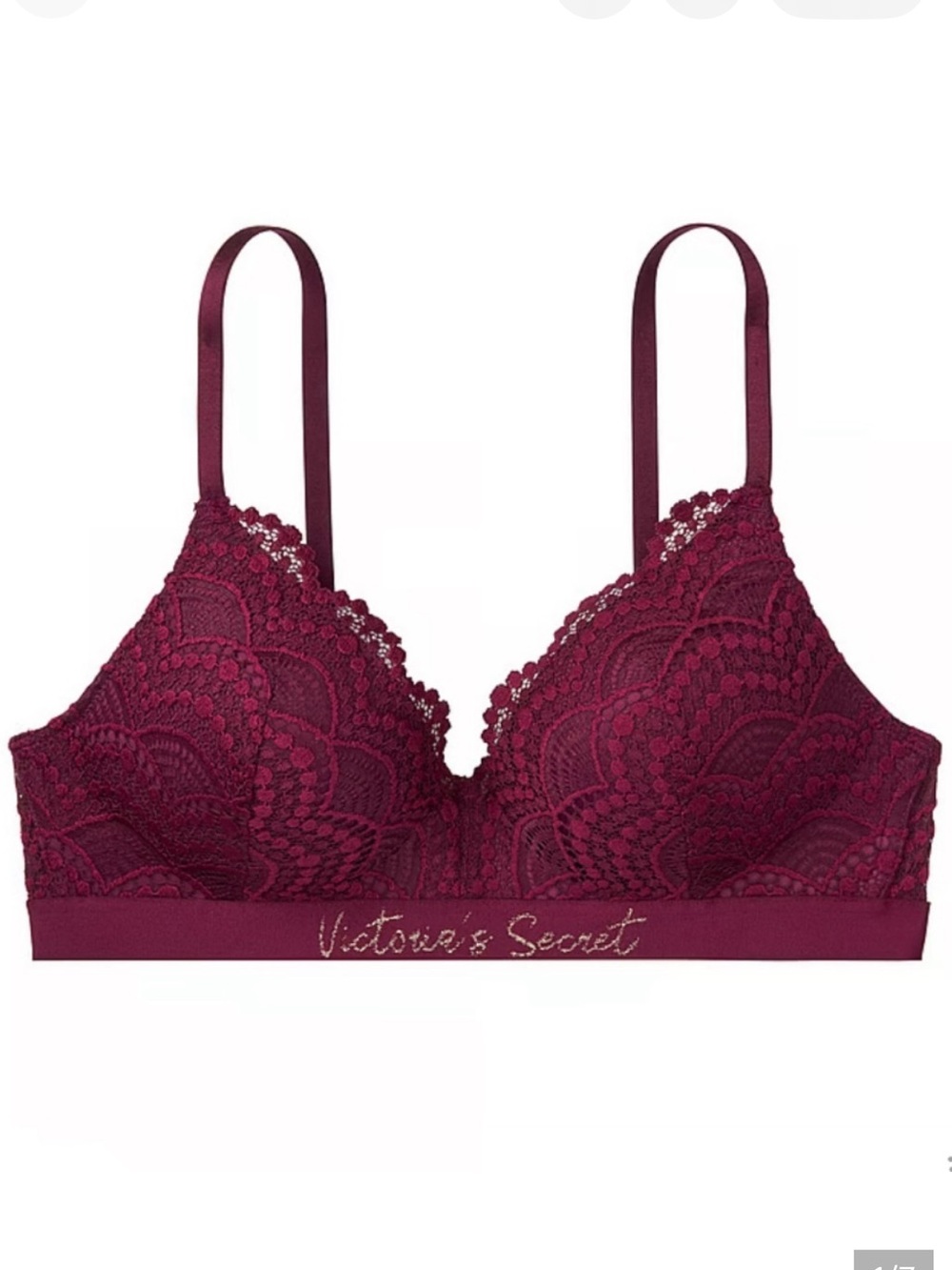 Victoria’s Secret T-shirt Lightly Lined Demi Underwire Bra 34D Burgundy